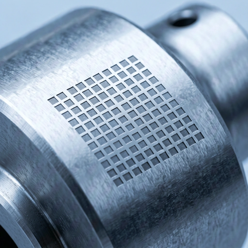 Laser-etched data matrix on industrial steel